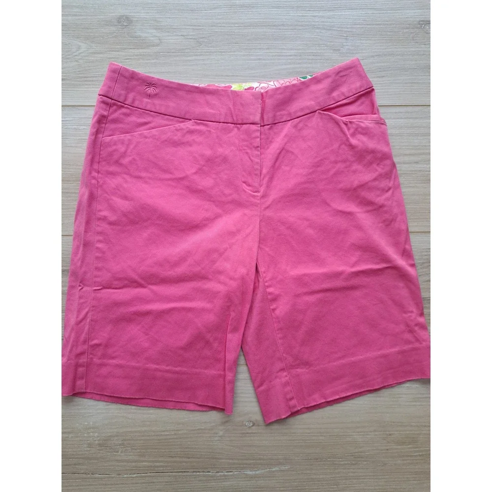 Lilly Pulitzer Callahan Shorts Pink Stretch Cotton Chino Preppy womens size 2